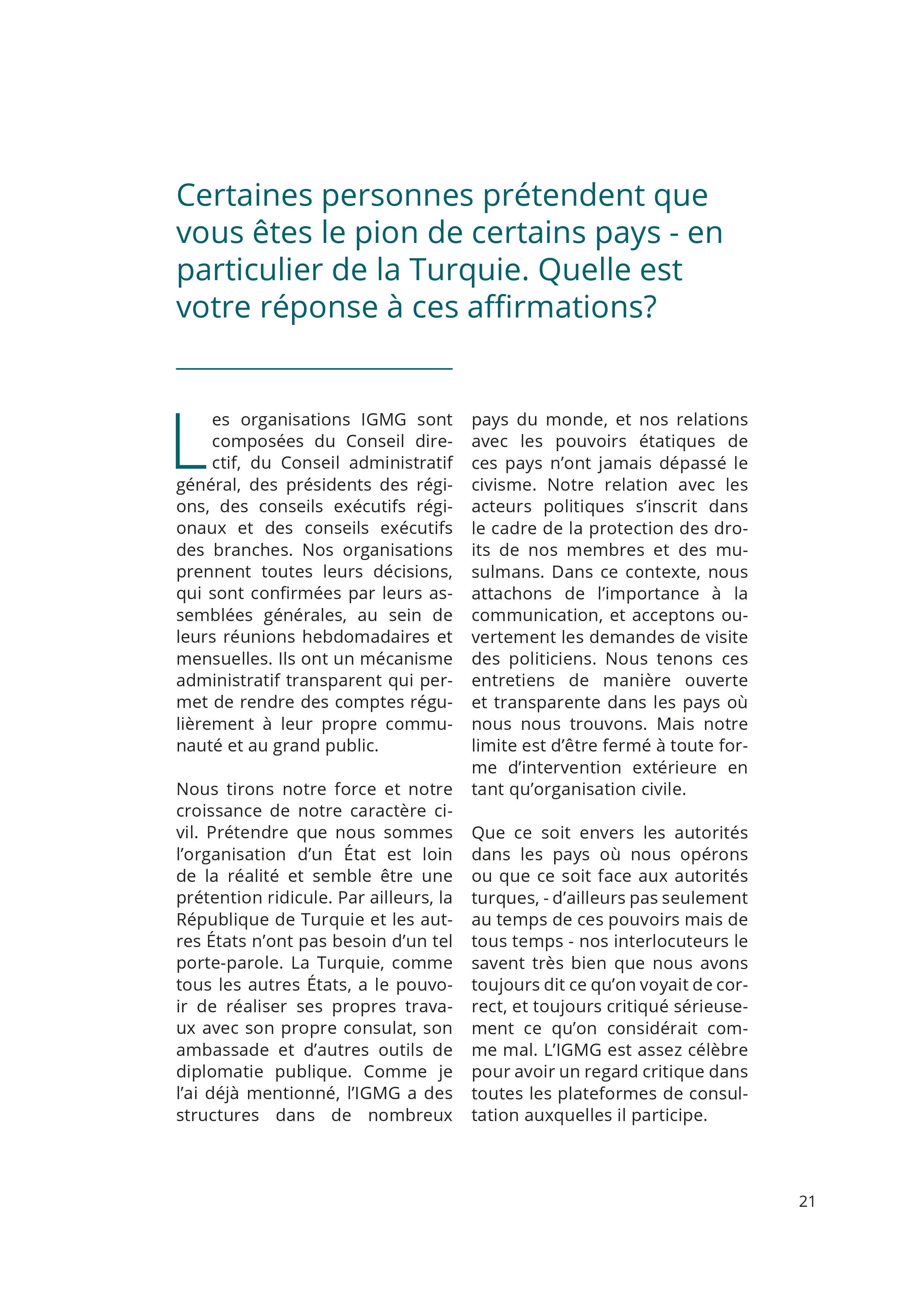 Le Passé et le Présent de l'IGMG/CIMG